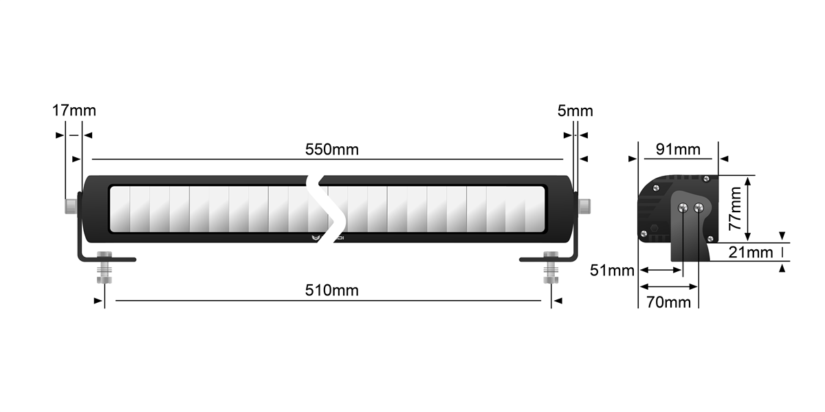 Stedi STX 12 inch light bar dimensions